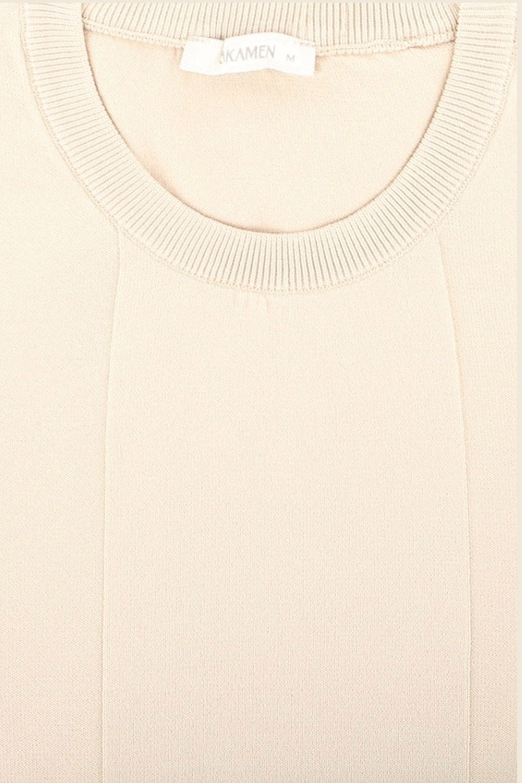 Wholesale,Jakamen, Jakamen Beige Vertical Panel Slim Fit T-Shirt, Cream, Large-44-TagL