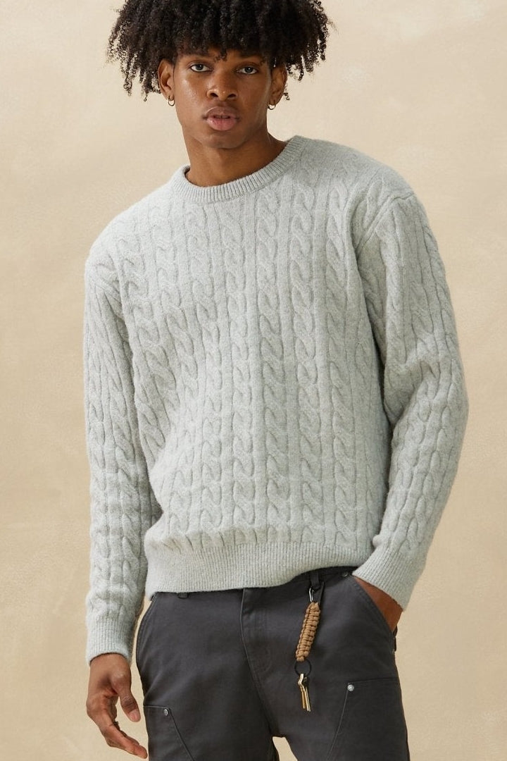 Wholesale,Kuwalla, Kuwalla Grey Braided Crewneck Sweater, Grey, Extra Extra Large-52-TagXL