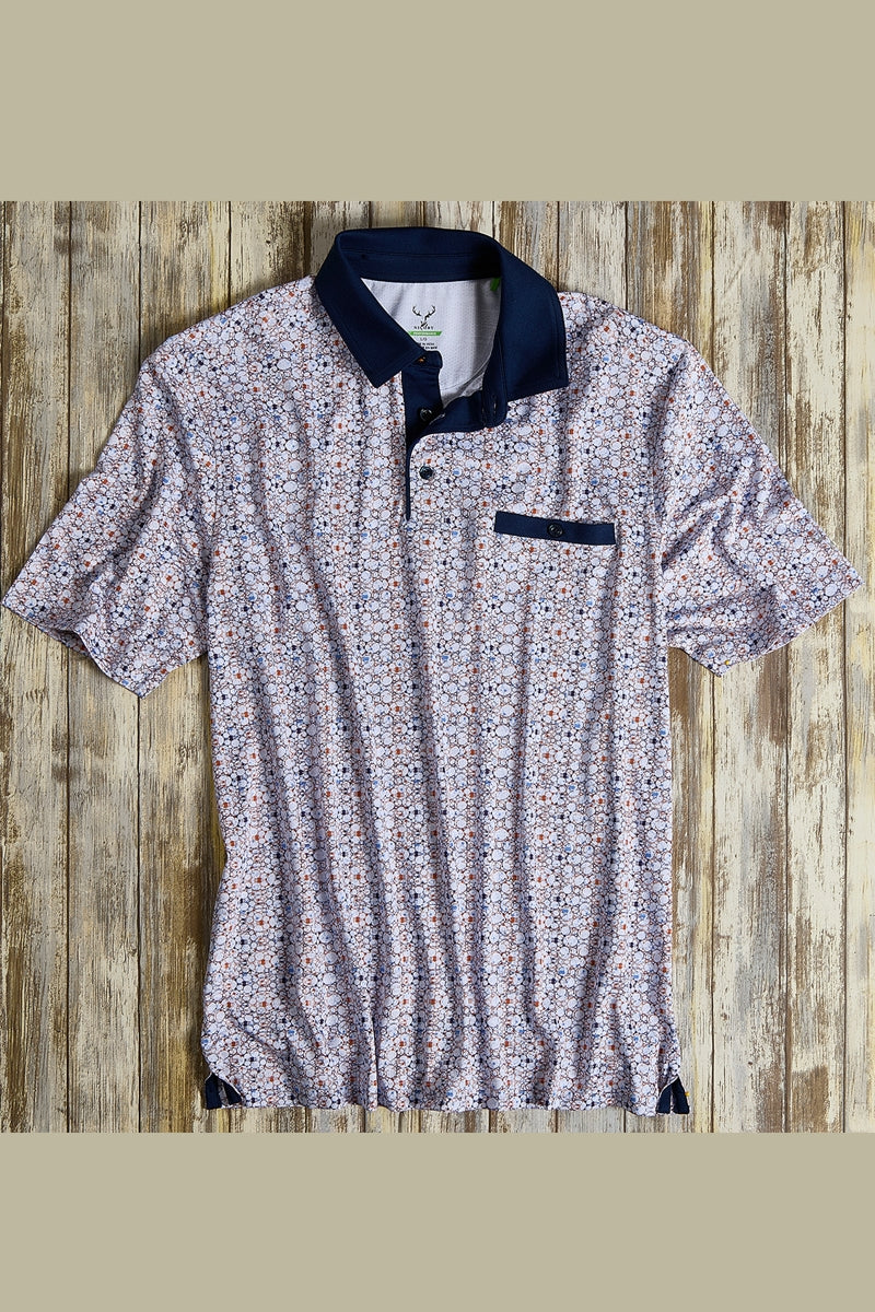 Wholesale,Nicoby Age of Wisdom, Nicoby Age of Wisdom Navy/Orange Printed Performance Polo, Blue, Large-44-TagL