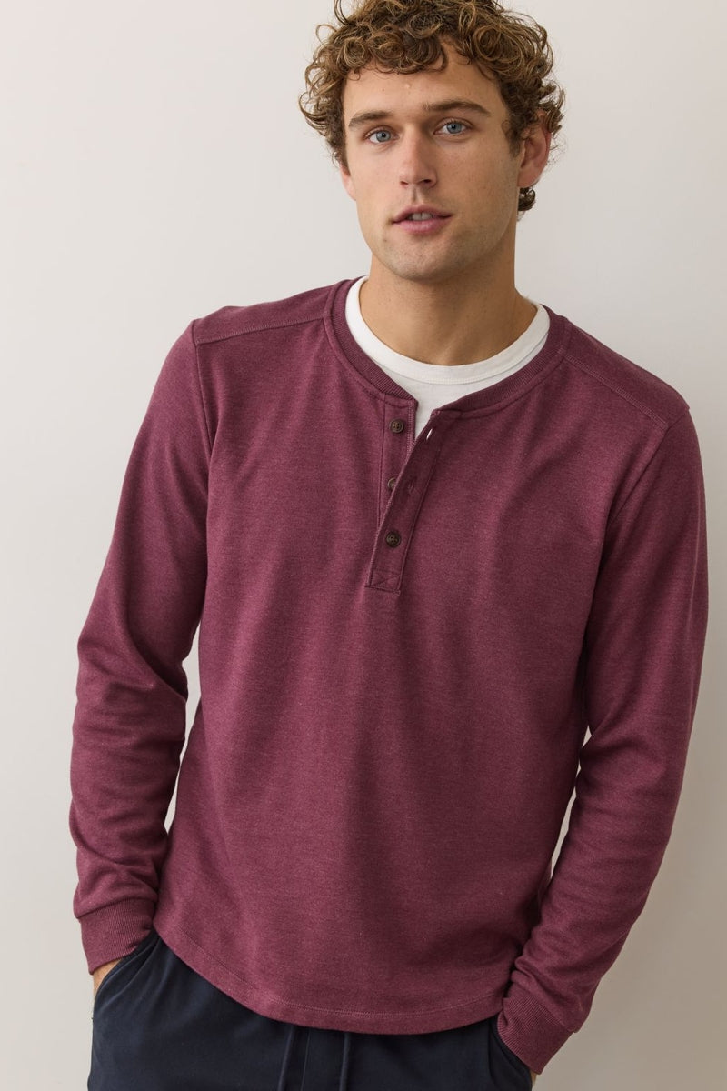 Wholesale,Marine Layer, Marine Layer Fig Stretch Henley, Purple, Small-41-TagSMedium-44-TagMLarge-47-TagLExtra Large-50-TagXLExtra Extra Large-52-TagXXL