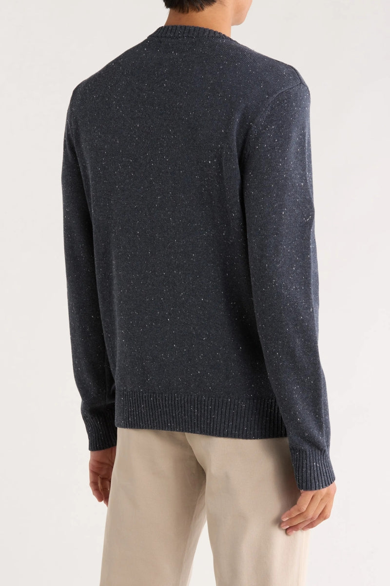 Wholesale,James Campbell, James Campbell Denim Speckled Cotton Knit Sweater, Blue, Small-40-TagSMedium-43-TagMLarge-45-TagLExtra Large-48-TagXLExtra Extra Large-51-TagXXL