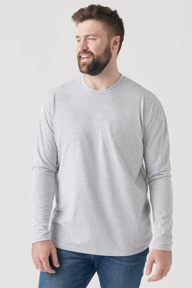 Faire,True Classic, True Classic Light Heather Grey Long Sleeve T-Shirt, Grey, Large-42-TagL