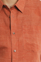 Bridge & Burn Rust Diamond Textured Slim Fit Shirt