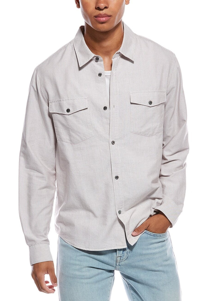 Wholesale,FRAME, FRAME Brown/White Striped  Shirt, Brown, Small-42-TagS