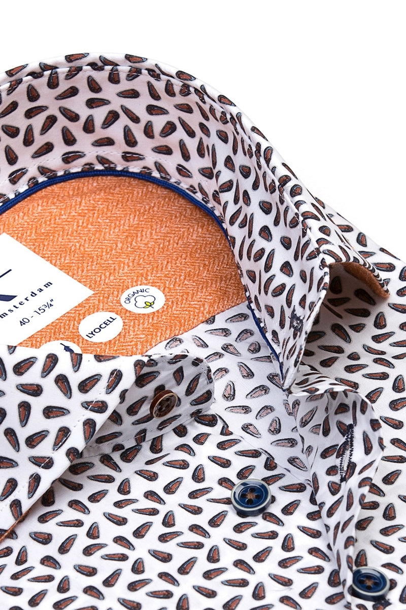 Direct From Brand,R2 Amsterdam, R2 Amsterdam Gas Tank Print Cotton Shirt, White, Small-40-Tag38