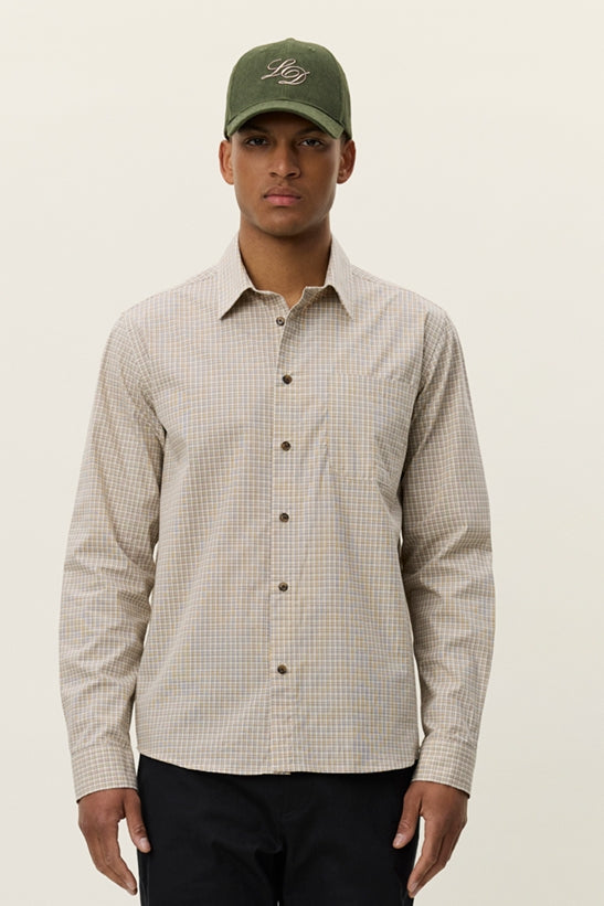 Wholesale,Les Deux, Les Deux Ivory Poplin Check Shirt, Cream, Extra Small-40-TagXS