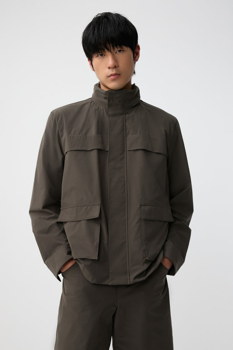 Direct From Brand,FYNE, FYNE Olive Water-Repellent Windbreaker Jacket, Green, Medium-45-TagM
