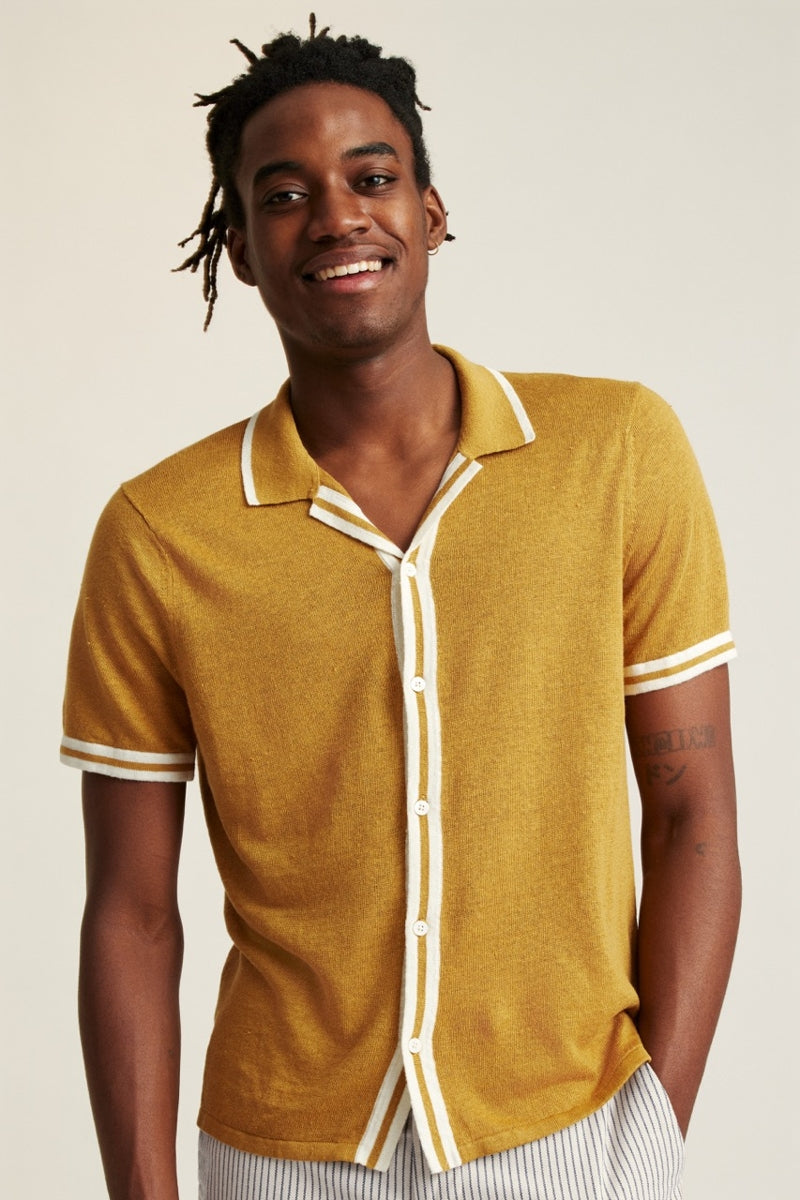 Wholesale,Bonobos, Bonobos Gold Italian Linen Knit Shirt, Yellow, Large-44-TagL