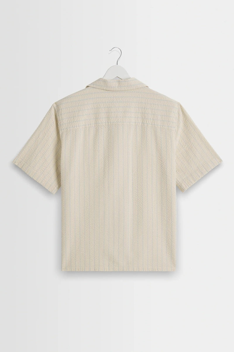 Wholesale,Wax London, Wax London Ecru/Blue Seersucker Textured Striped Shirt, Cream, Large-46-TagL