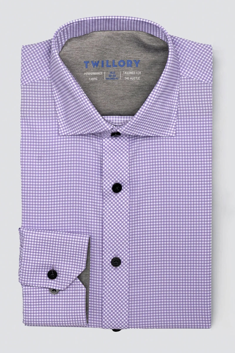 Wholesale,Twillory, Twillory Lavender Mini Check Performance Shirt, Purple, Medium-45-Tag16