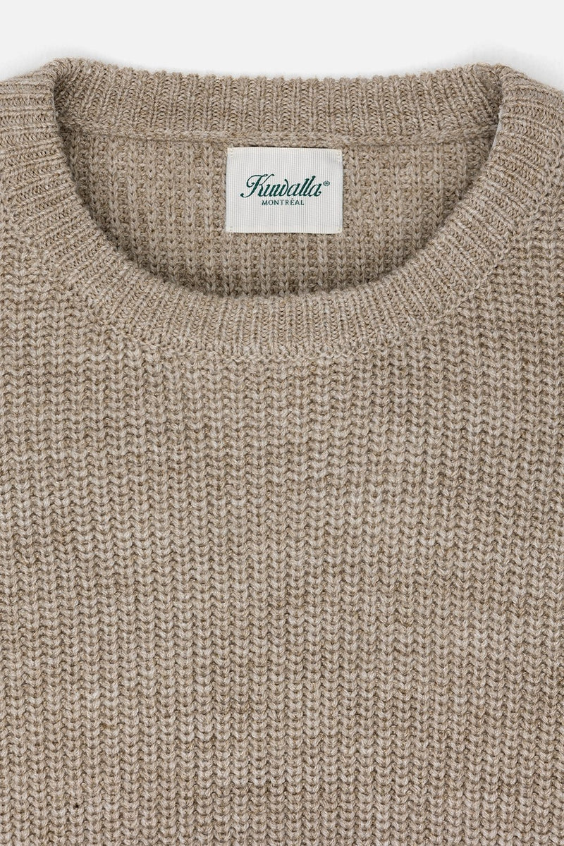 Wholesale,Kuwalla, Kuwalla Marled Beige Knit Crewneck Sweater, Tan, Large-46-TagMExtra Large-48-TagLExtra Large-50-TagXLExtra Extra Large-52-TagXXL