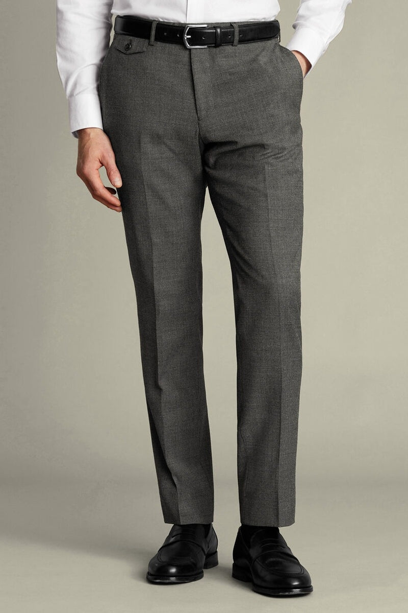 Wholesale,Charles Tyrwhitt, Charles Tyrwhitt Slate Grey Puppytooth Wool Stretch Slim Fit Pants, Grey, 33W-34L-Tag34