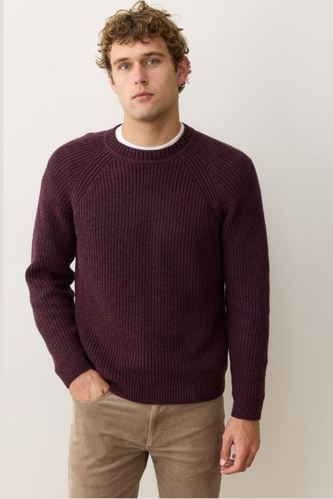 Wholesale,Marine Layer, Marine Layer Sangria Textured Merino Wool Blend Sweater, Purple, Large-46-TagL