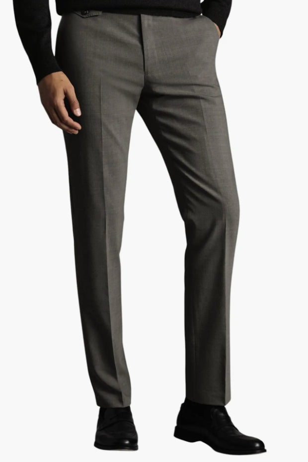 Wholesale,Charles Tyrwhitt, Charles Tyrwhitt Grey Twill Wool Stretch Slim Fit Pants, Grey, 35W-34L-Tag36