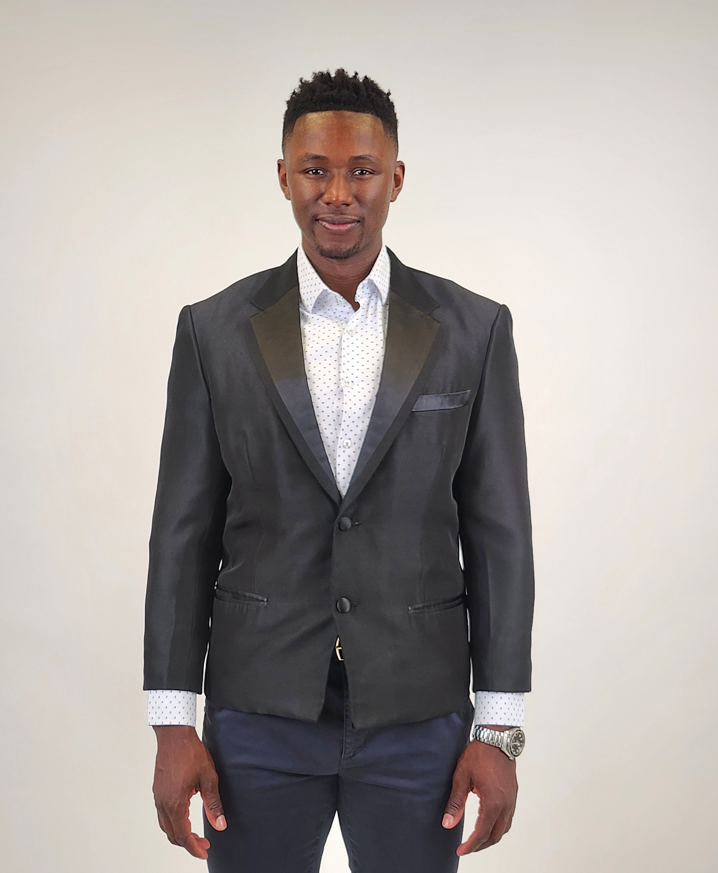 Other,Carlos C Tuxedo, Carlos Black with Satin Lapels Blazer, Black, Medium-46-Tag52