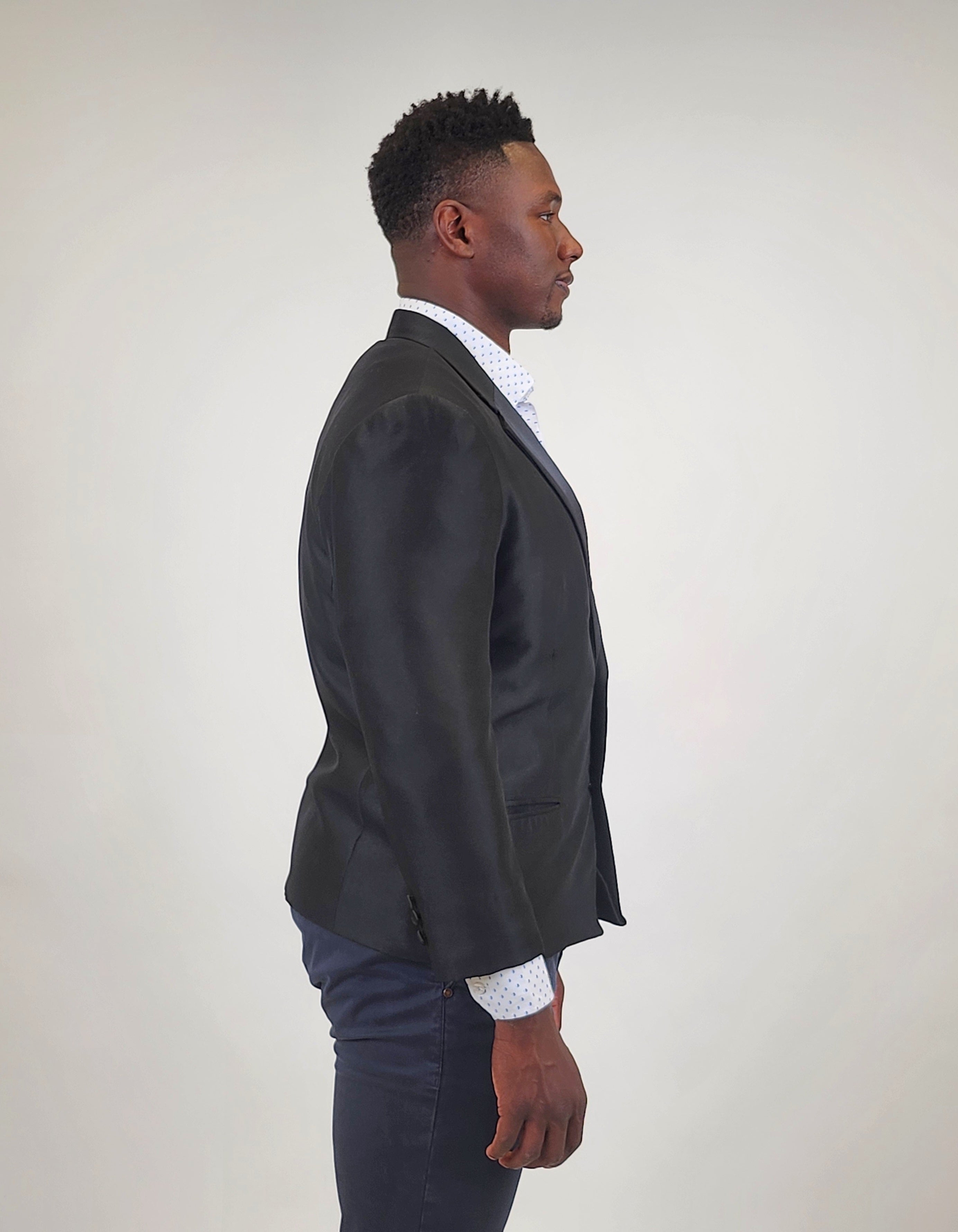 Other,Carlos C Tuxedo, Carlos Black with Satin Lapels Blazer, Black, Medium-46-Tag52