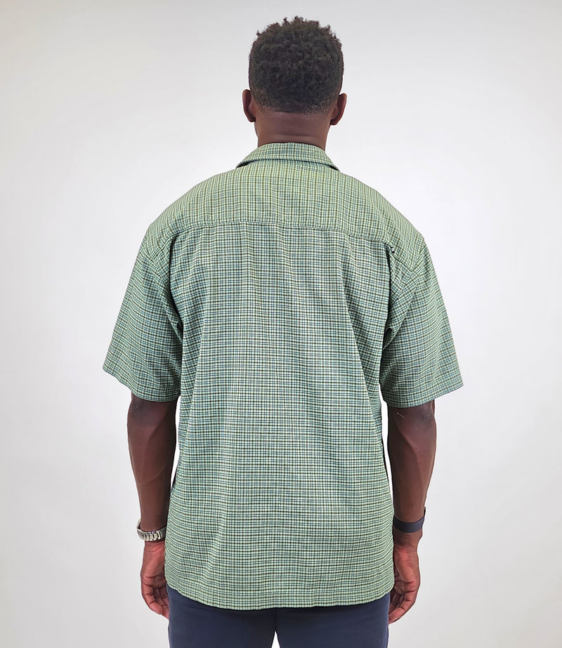 The North Face Green Plaid Short Sleeve Button Up