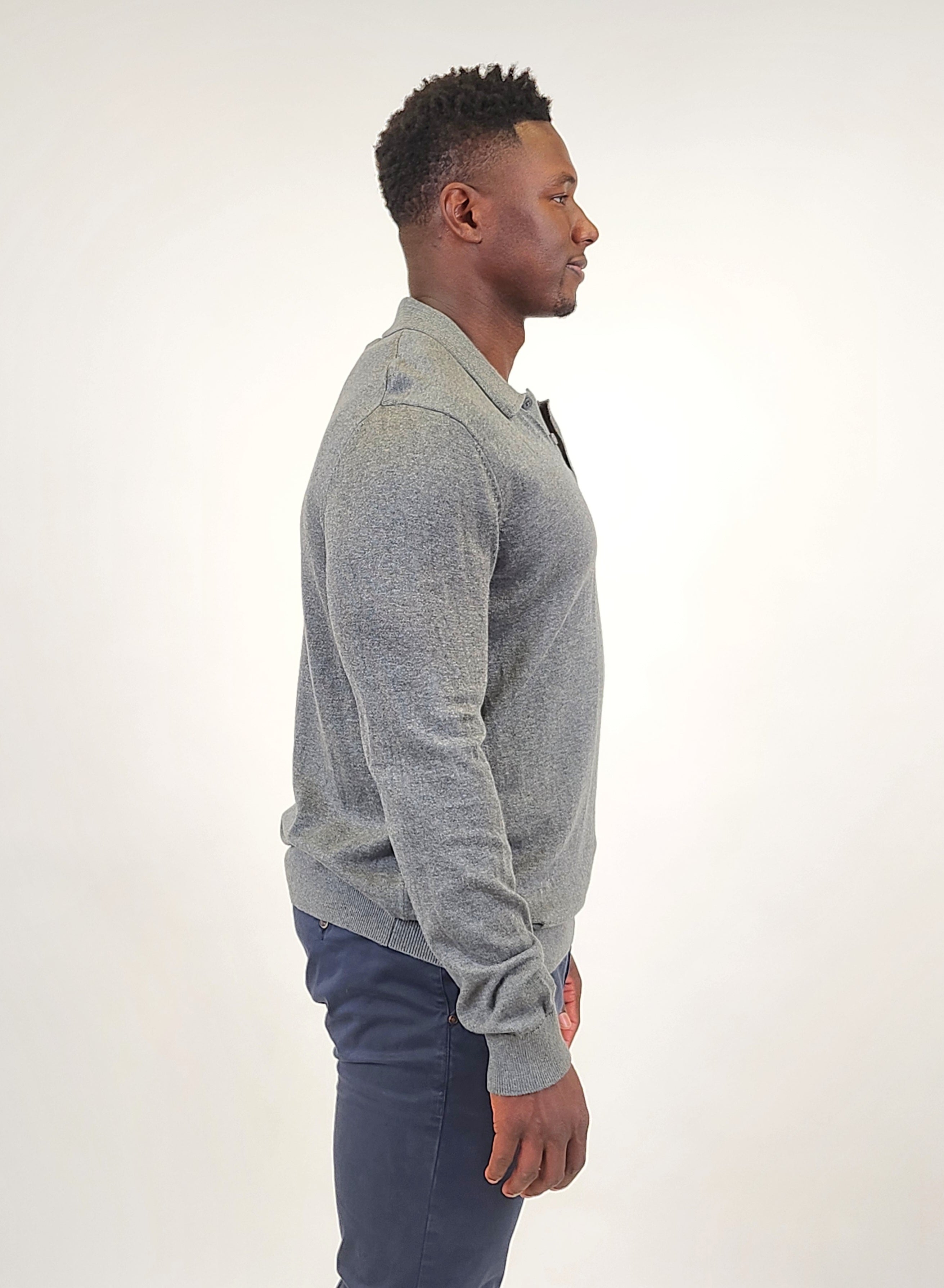 RealReal,Saks Fifth Avenue, Saks Fifth Avenue Grey Long Sleeve Polo Shirt, Grey, Extra Large-48-TagXL