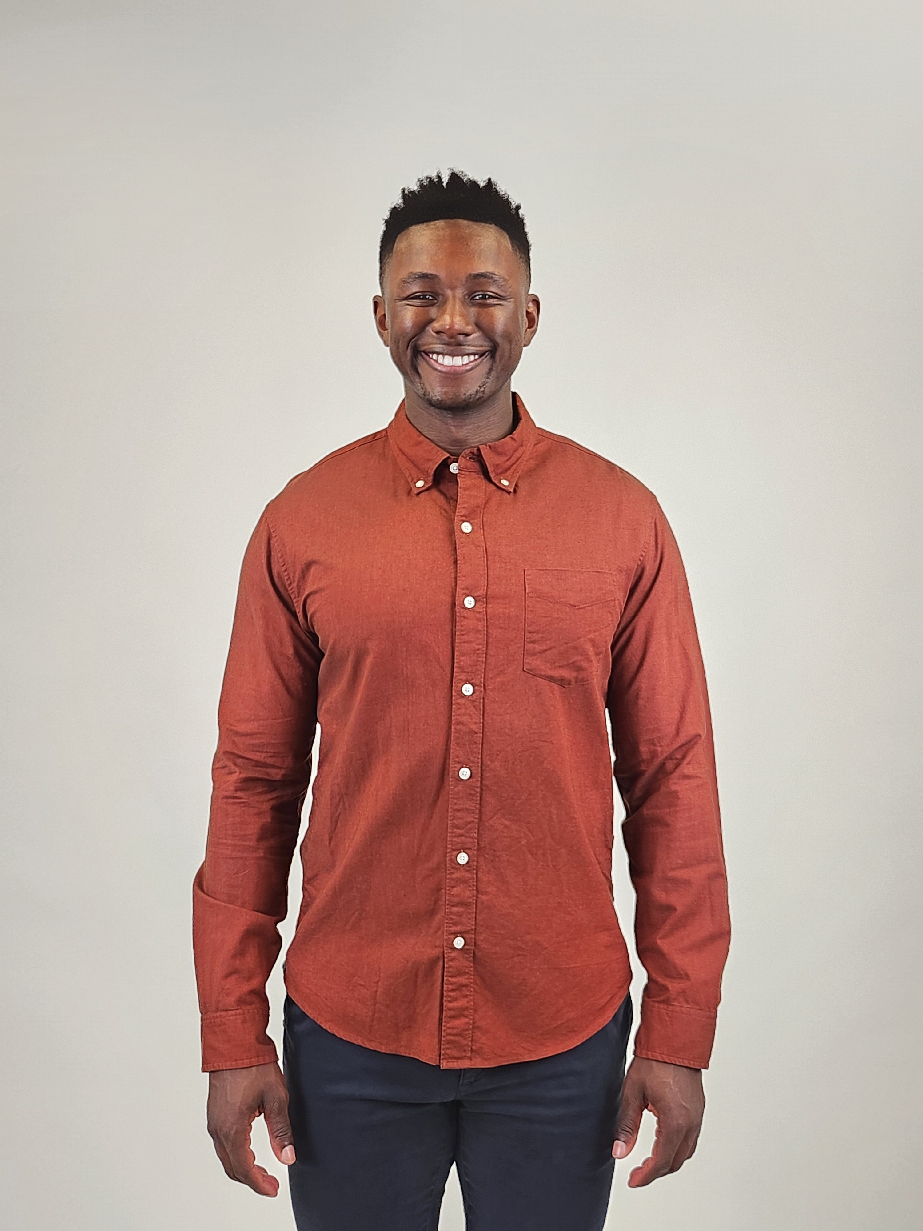 Wholesale,Bonobos, Bonobos Rust Slim Stretch Button Up Shirt, Brown, Small-39-TagSMedium-42-TagMLarge-45-TagLExtra Large-48-TagXLExtra Extra Large-51-TagXXL