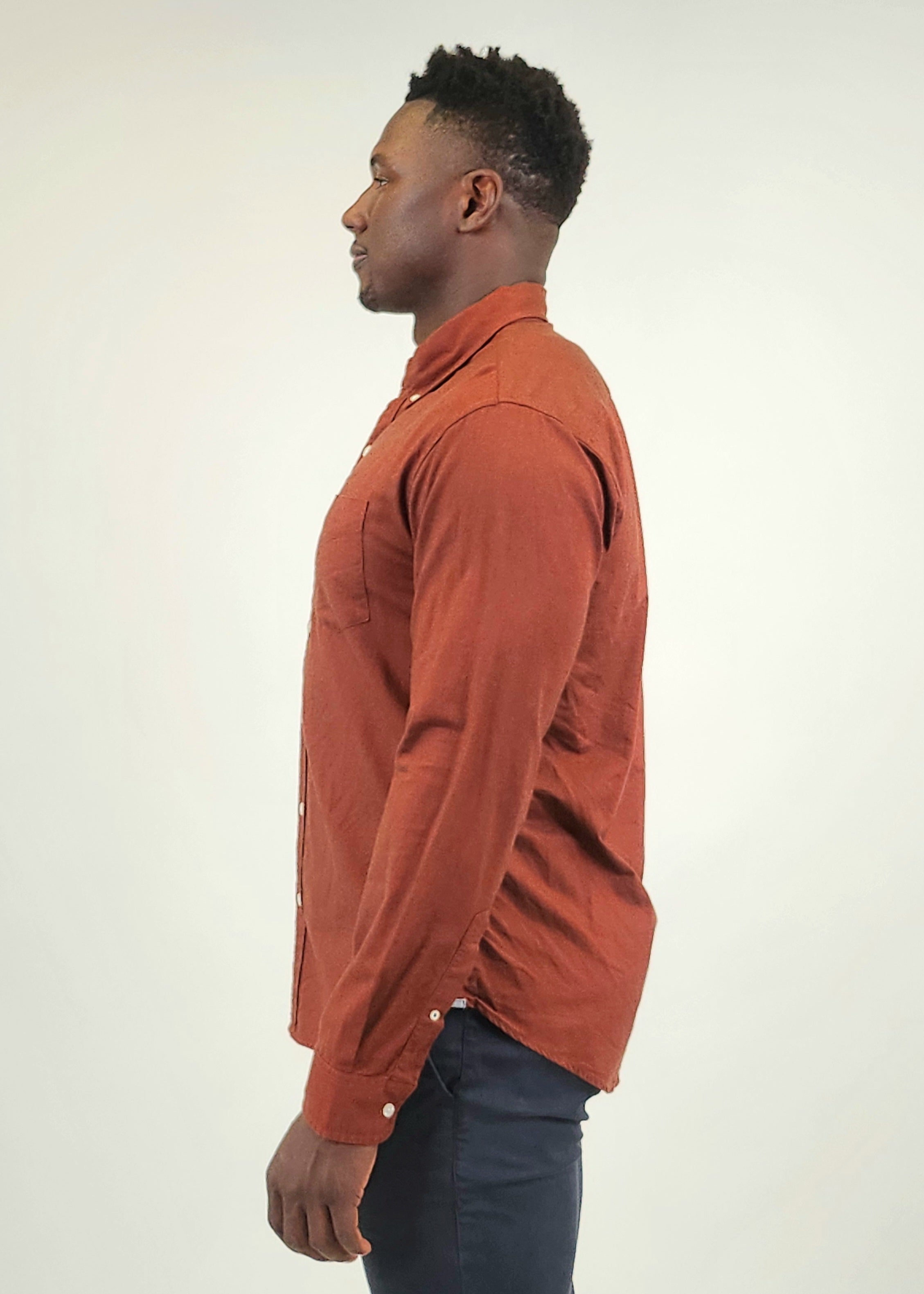 Wholesale,Bonobos, Bonobos Rust Slim Stretch Button Up Shirt, Brown, Small-39-TagSMedium-42-TagMLarge-45-TagLExtra Large-48-TagXLExtra Extra Large-51-TagXXL