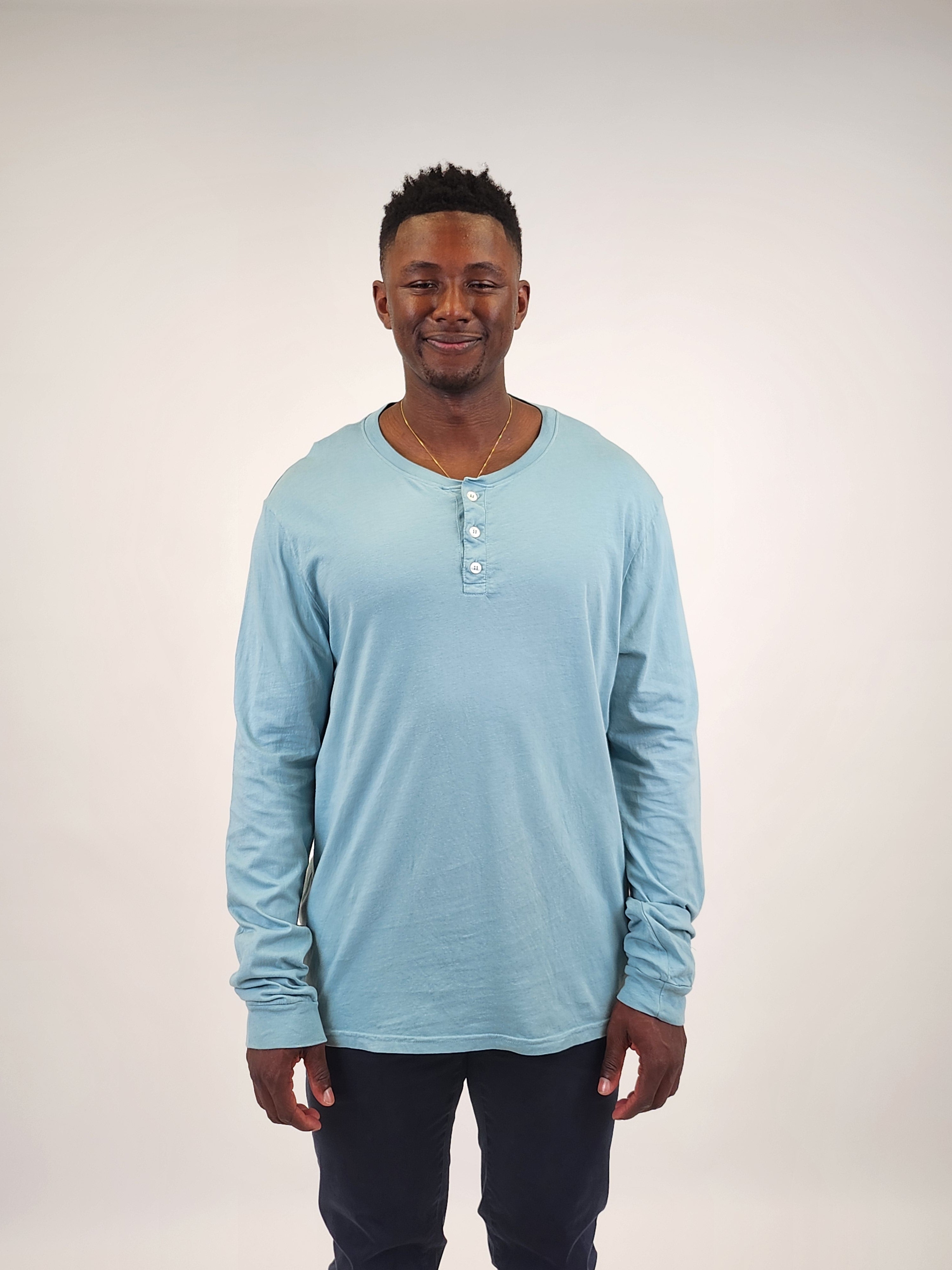 Wholesale,Original Paperbacks, Original Paperbacks Turquoise Long Sleeve Henley, Blue, Large-43-TagL