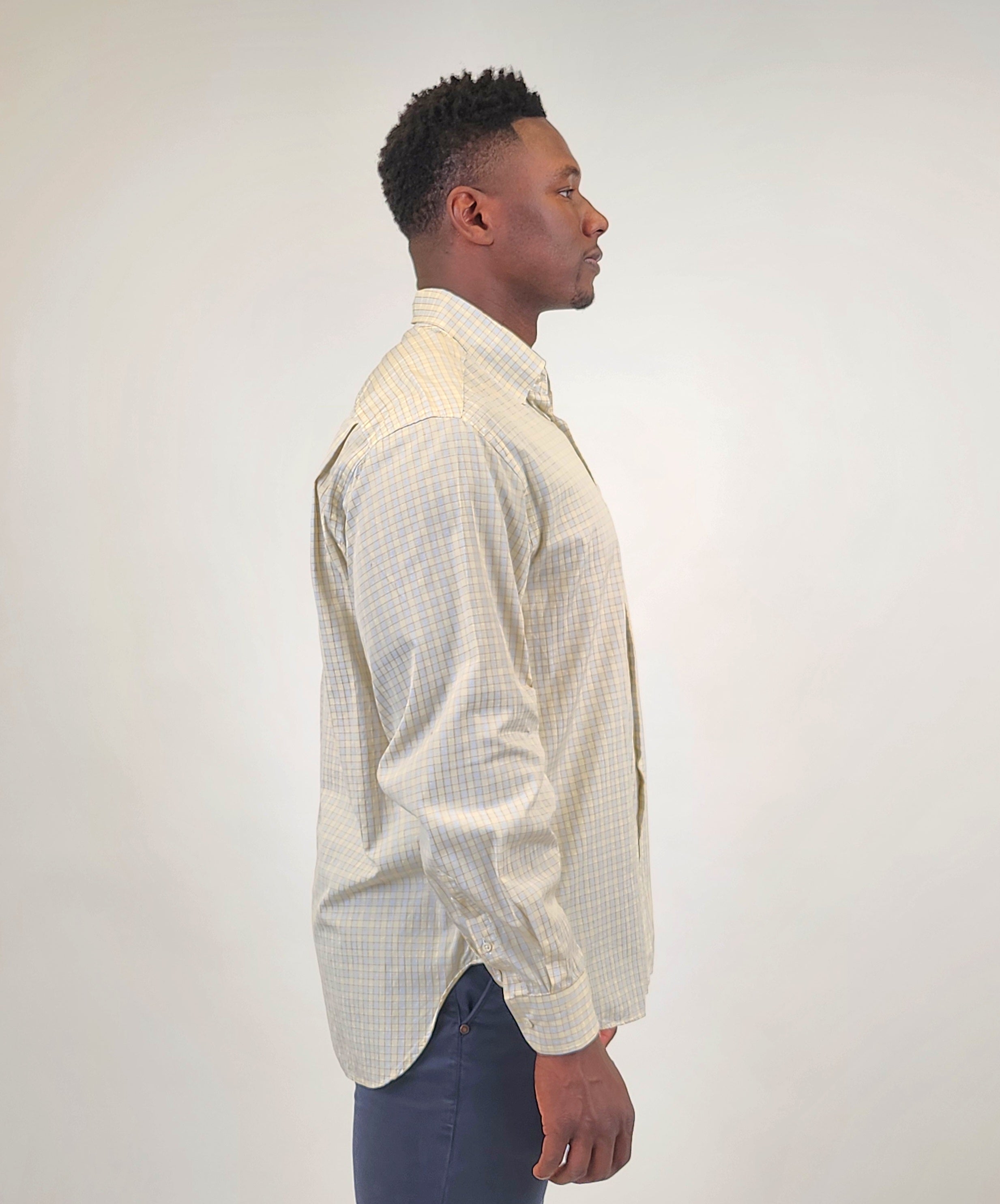 The RealReal,Billy Reid, Billy Reid Yellow Plaid Print Button Up Shirt, Cream, Extra Large-48-TagL