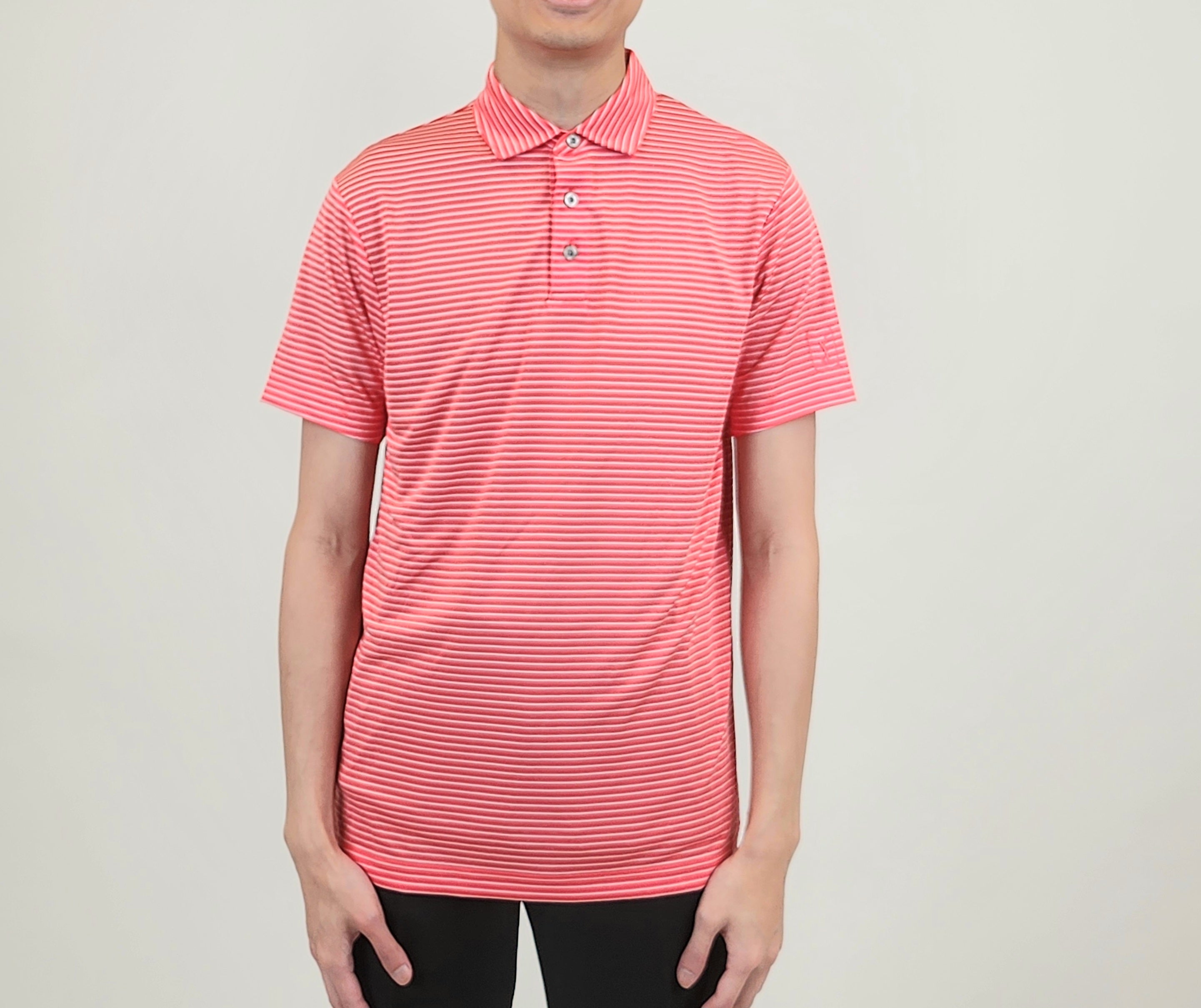 Other,PGA Tour, PGA Tour Coral Stripe Performance Golf Polo, Orange, Small-41-TagS