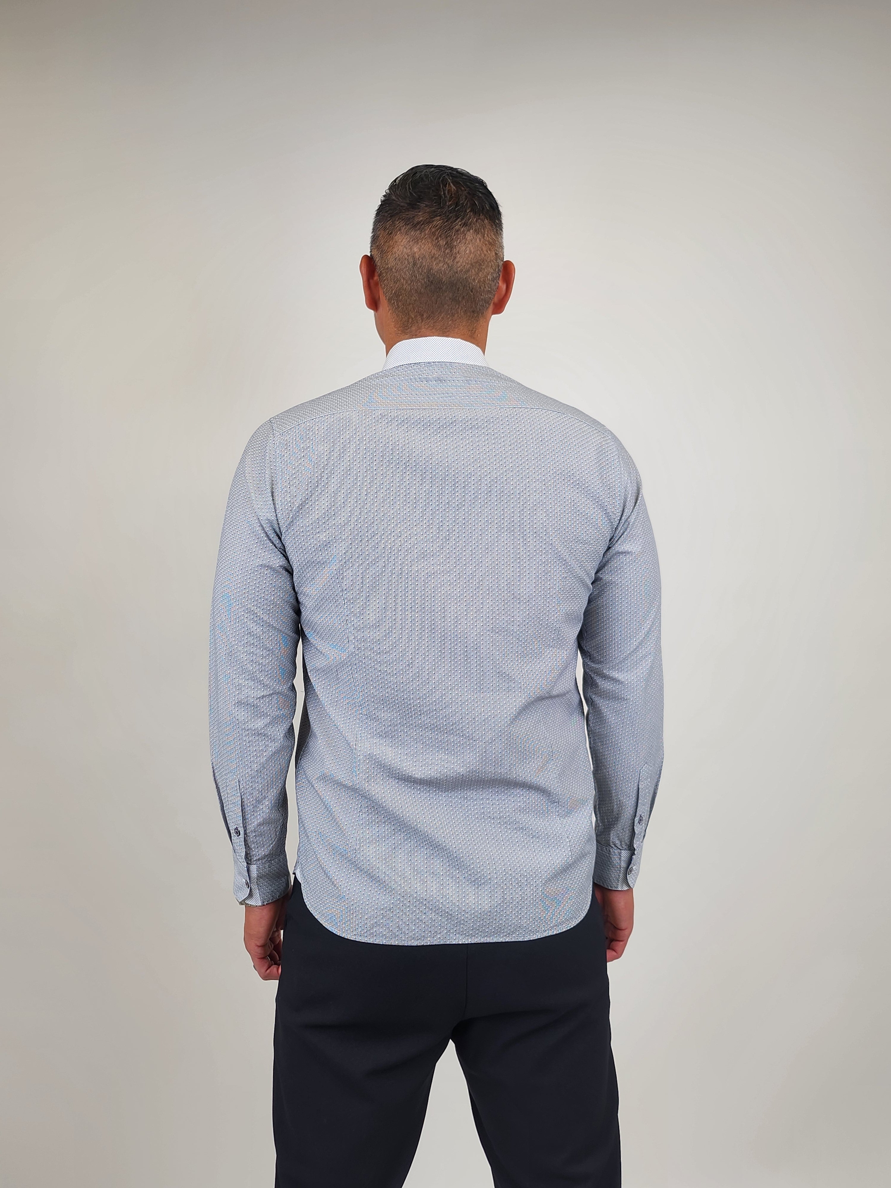 The RealReal,Ted Baker, Ted Baker Grey Stripped Geo Print Button Up Shirt, Grey, Medium-43-TagM