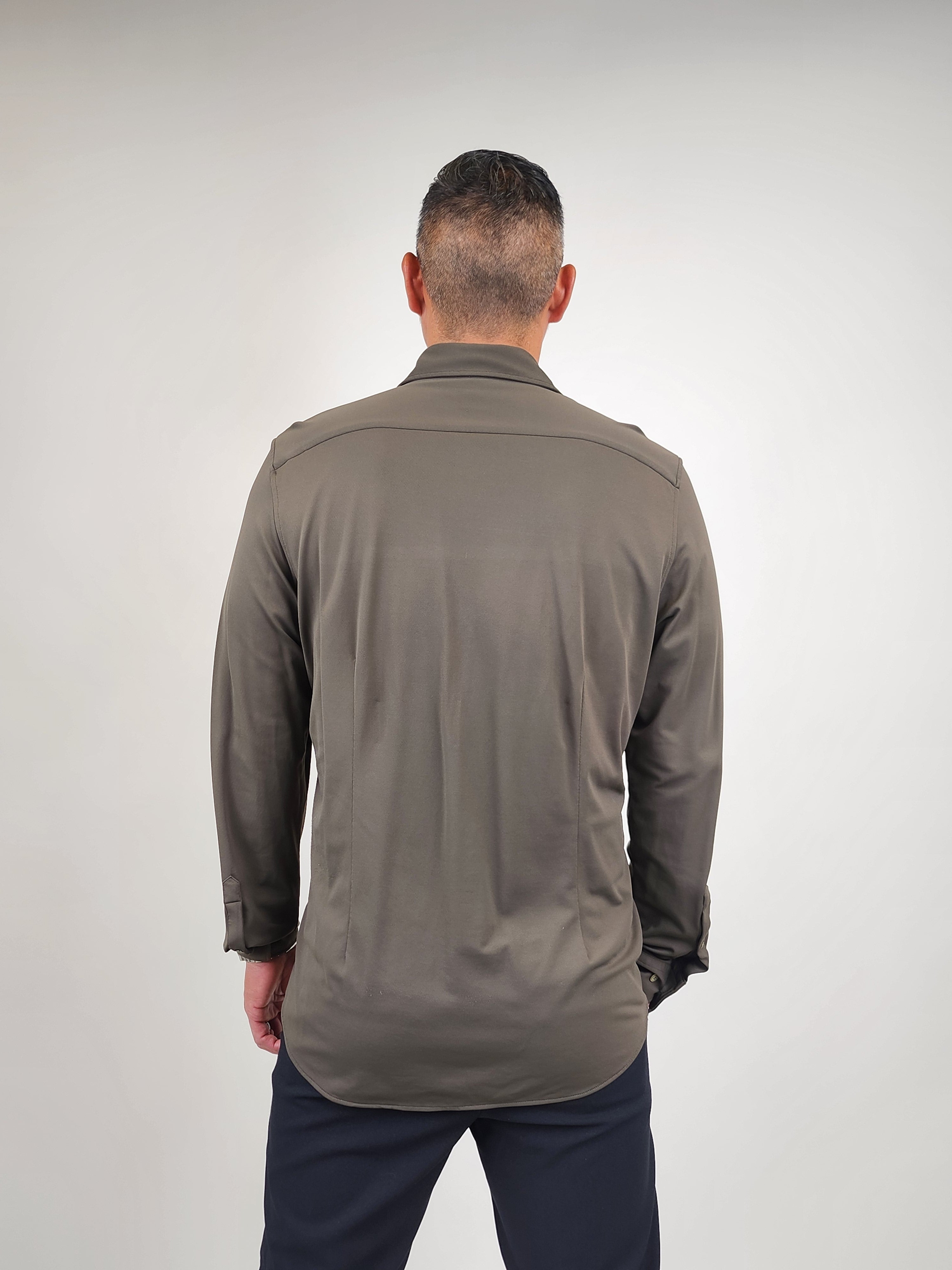 Brand Partner,R2 Amsterdam, R2 Amsterdam Dark Green Knit Long Sleeve Button Up Shirt, Green, Extra Large-50-Tag44