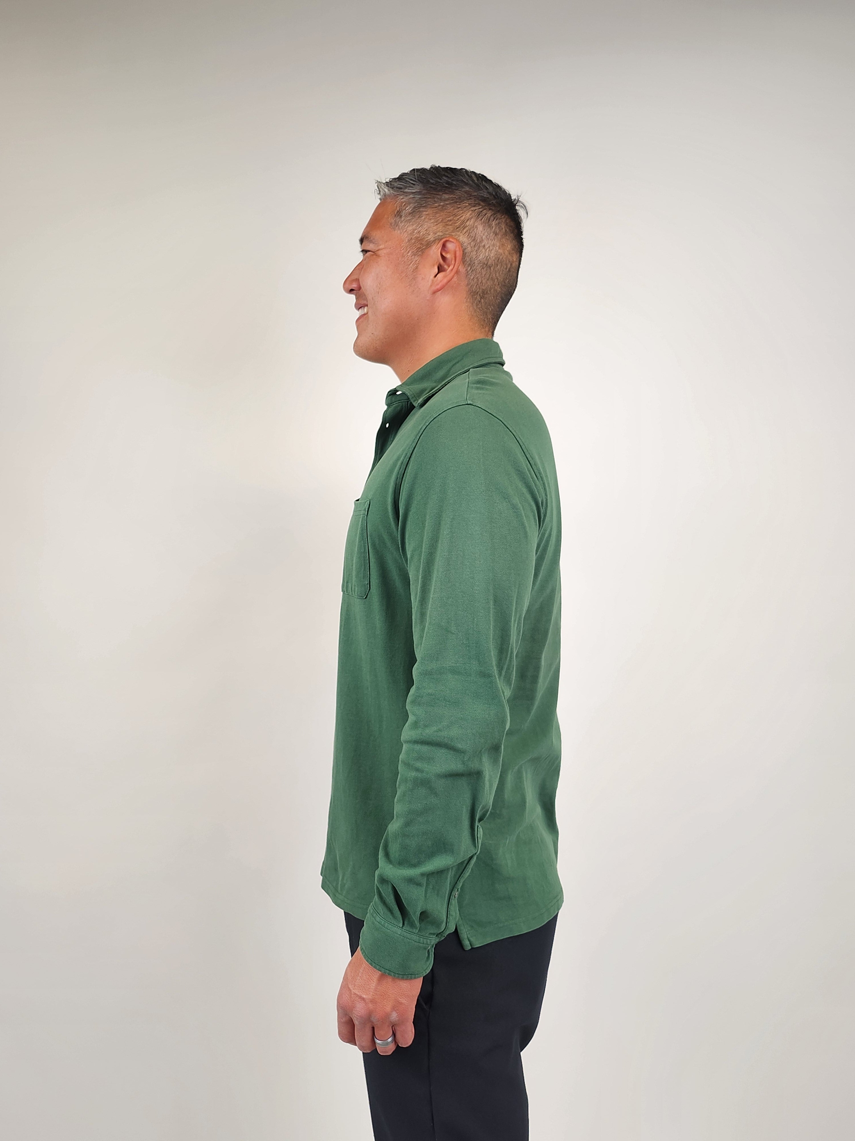 RealReal,Berg & Berg, Berg & Berg Green Long Sleeve Polo Shirt, Green, Medium-41-TagXL