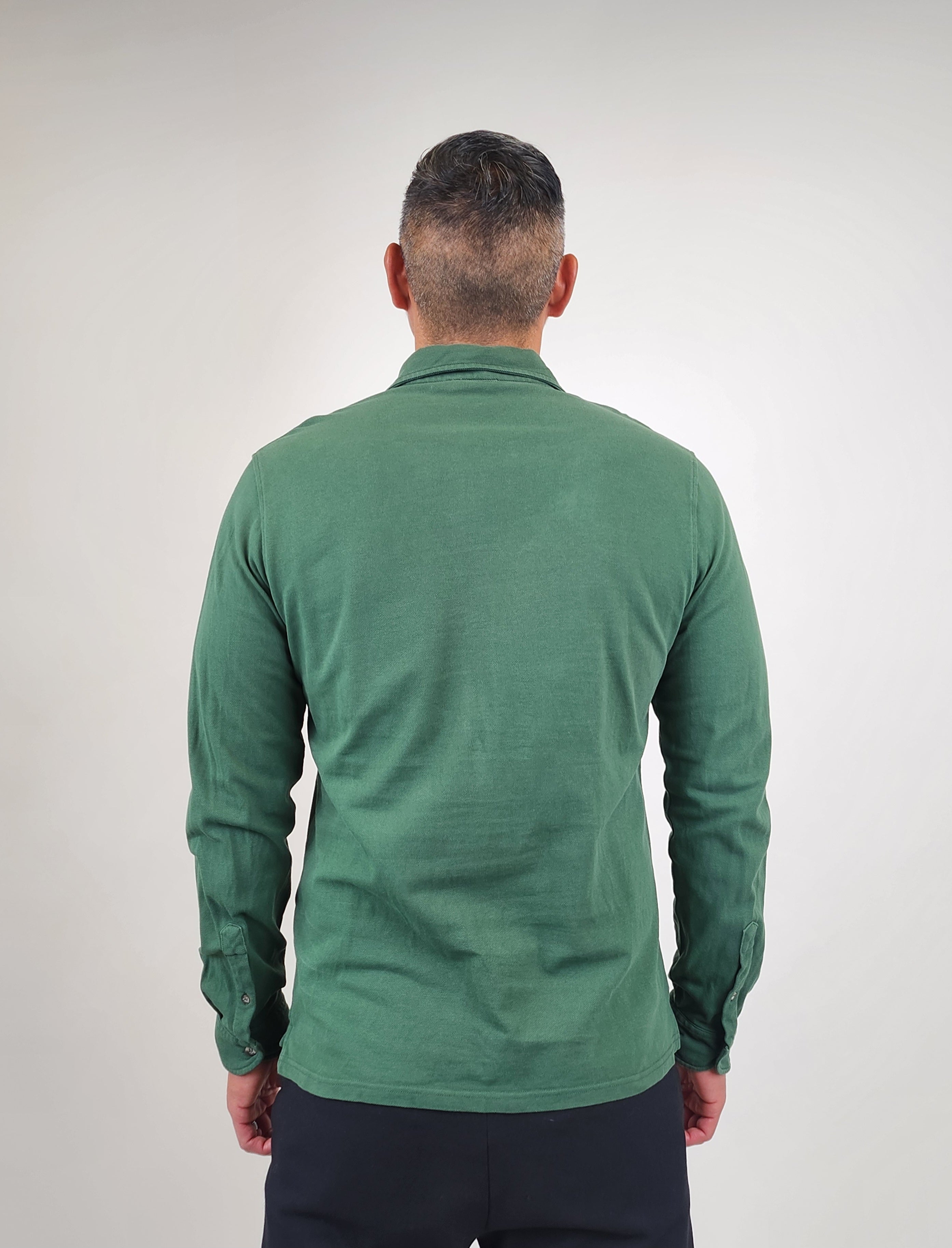 RealReal,Berg & Berg, Berg & Berg Green Long Sleeve Polo Shirt, Green, Medium-41-TagXL