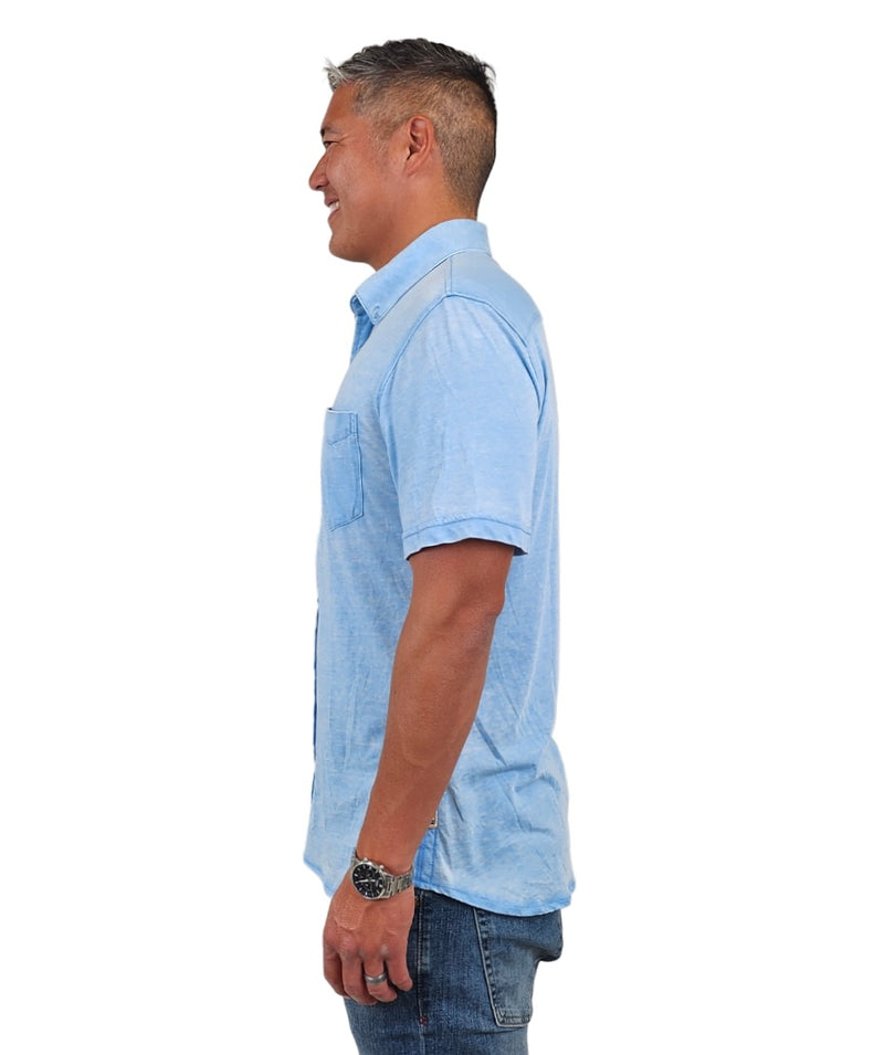 Surfside Supply Bright Blue Burnout Knit Short Sleeve Vintage Shirt With Front Pocket