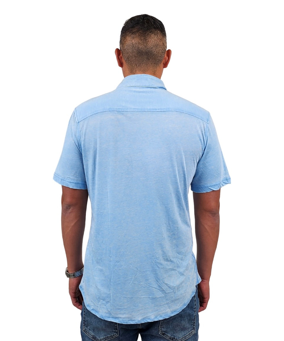 Faire,Surfside Supply, Surfside Supply Bright Blue Burnout Knit Short Sleeve Vintage Shirt With Front Pocket, Blue, Large-45-TagLMedium-43-TagMMedium-40-TagSMedium-42-TagMExtra Large-48-TagXXL