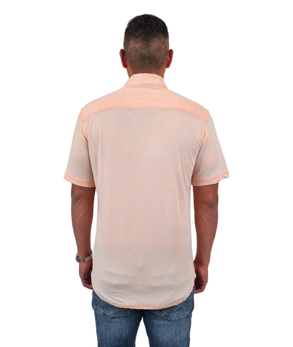 Faire,Surfside Supply, Surfside Supply Bright Orange Burnout Knit Short Sleeve Vintage Shirt With Front Pocket, Orange, Extra Large-47-TagXXL