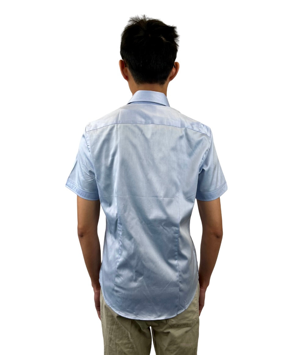 Brand Partner,R2 Amsterdam, R2 Amsterdam Light Blue Short Sleeve 100% Organic Cotton Shirt with Cup Print Contrast, Blue, Small-40-Tag38Extra Extra Large-56-Tag47