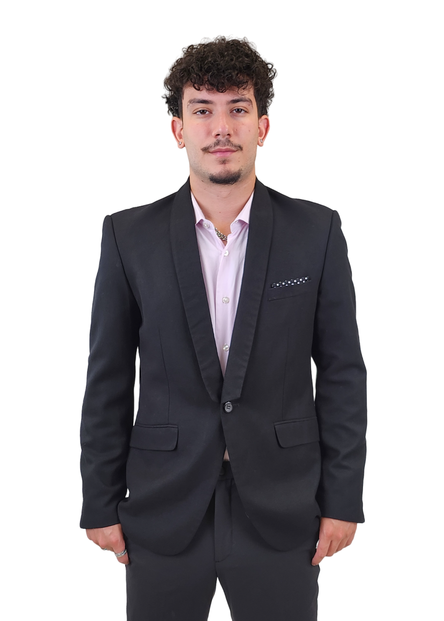Other,Venice, Venice Black with Satin Details and Polka Dot Blazer, Black, Medium-44-Tag52