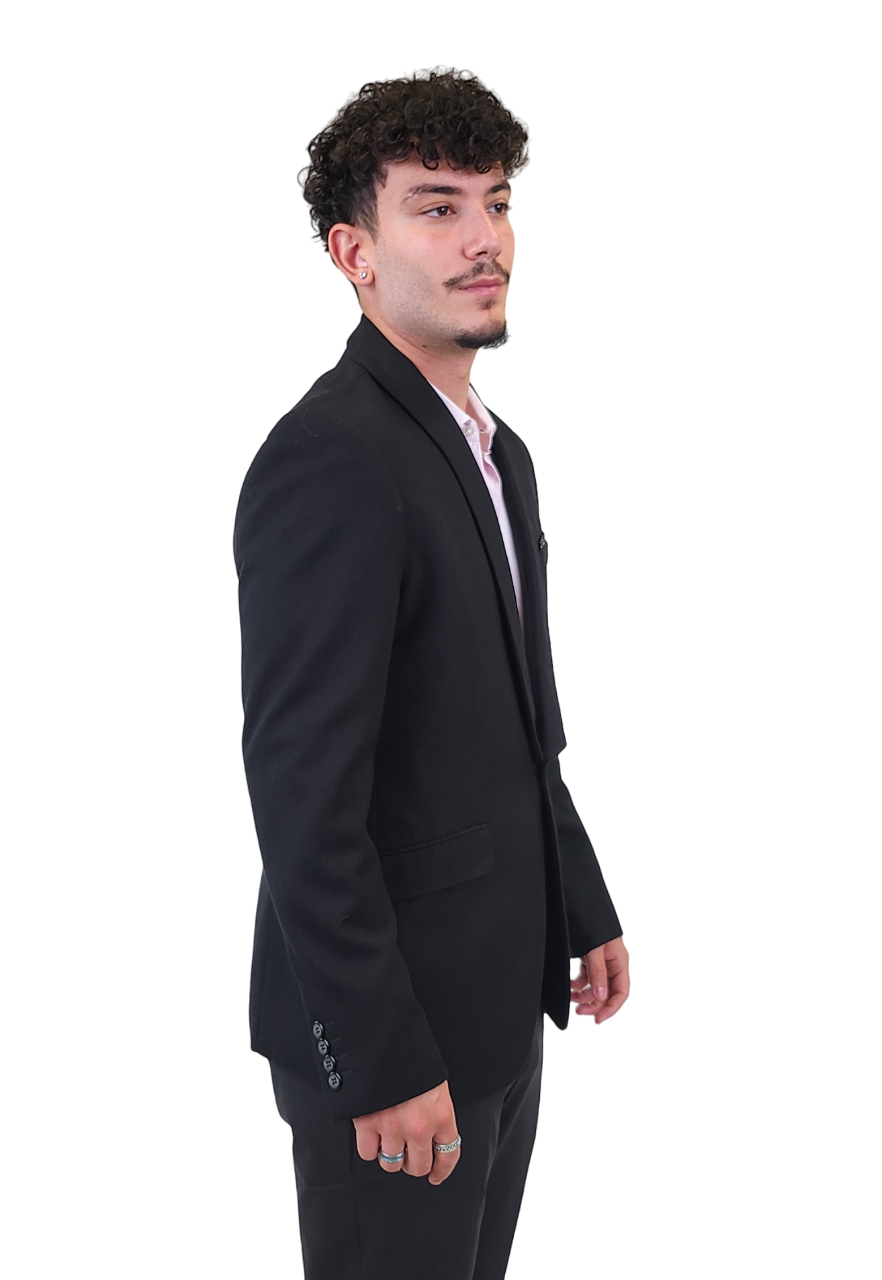 Other,Venice, Venice Black with Satin Details and Polka Dot Blazer, Black, Medium-42-Tag50Medium-44-Tag52Extra Large-48-Tag58Small-39-Tag46