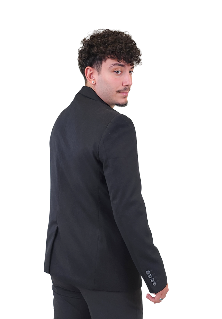 Other,Venice, Venice Black with Satin Details and Polka Dot Blazer, Black, Medium-44-Tag52