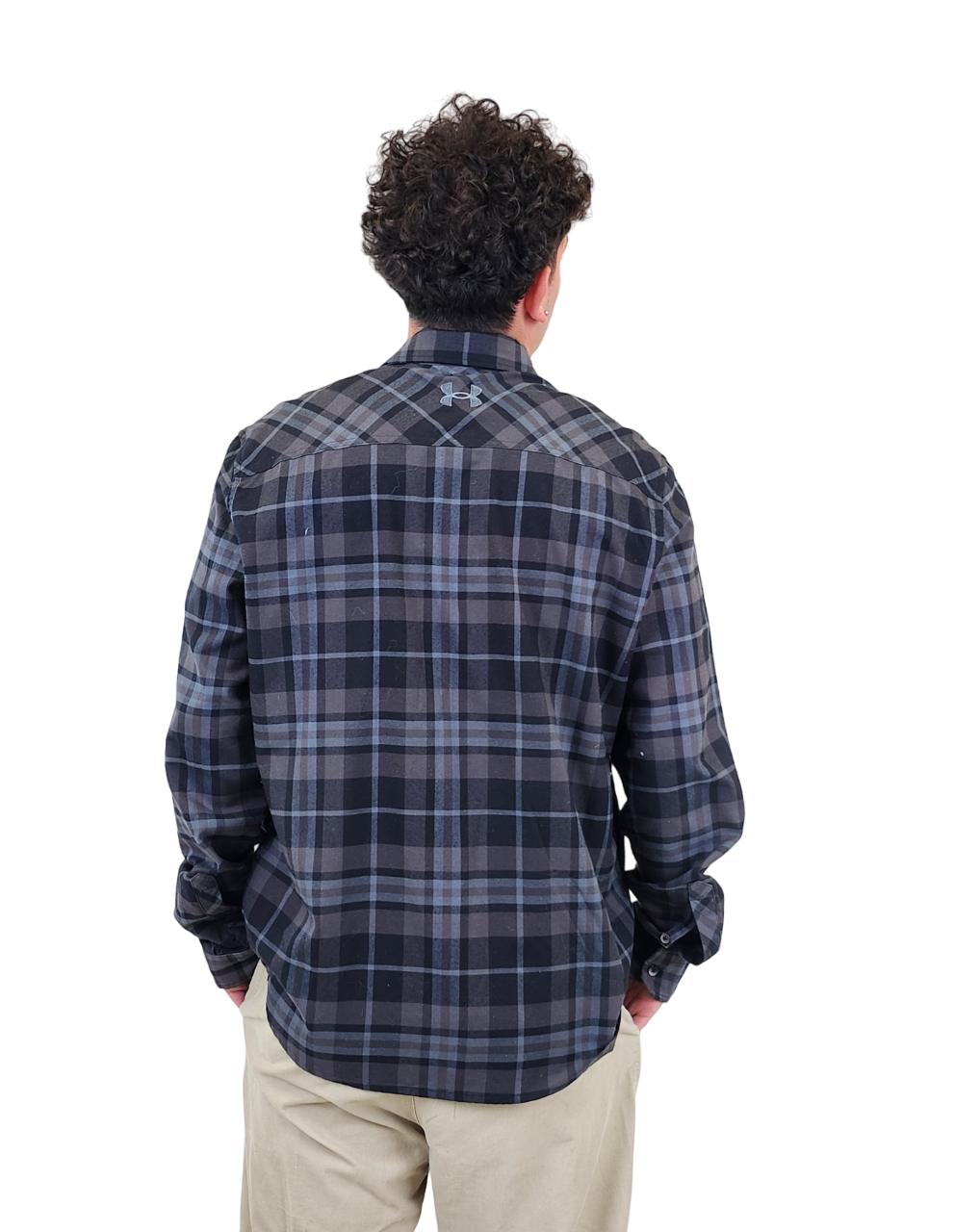 Other,Under Armour, Under Armour Grey/Black Plaid Button Up, Grey, Large-46-TagL