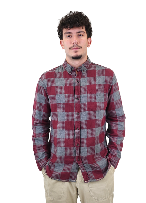 Surfside Supply Maroon Check Print Double Gauze Long Sleeve Shirt