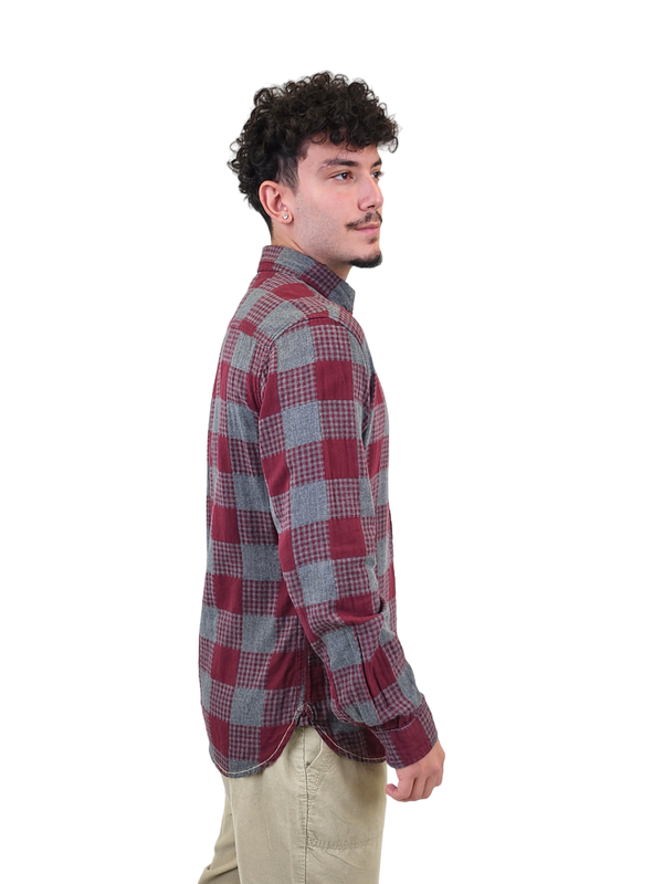 Surfside Supply Maroon Check Print Double Gauze Long Sleeve Shirt