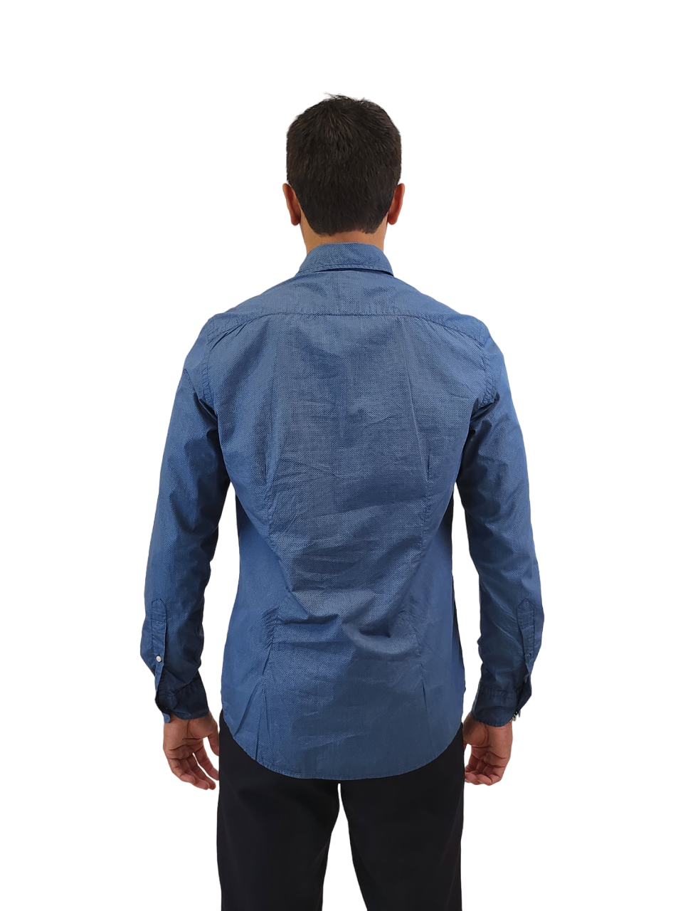 Brand Partner,R2 Amsterdam, R2 Amsterdam Blue Geo Print Poplin Long Sleeve Button Up Shirt, Blue, Medium-42-Tag40
