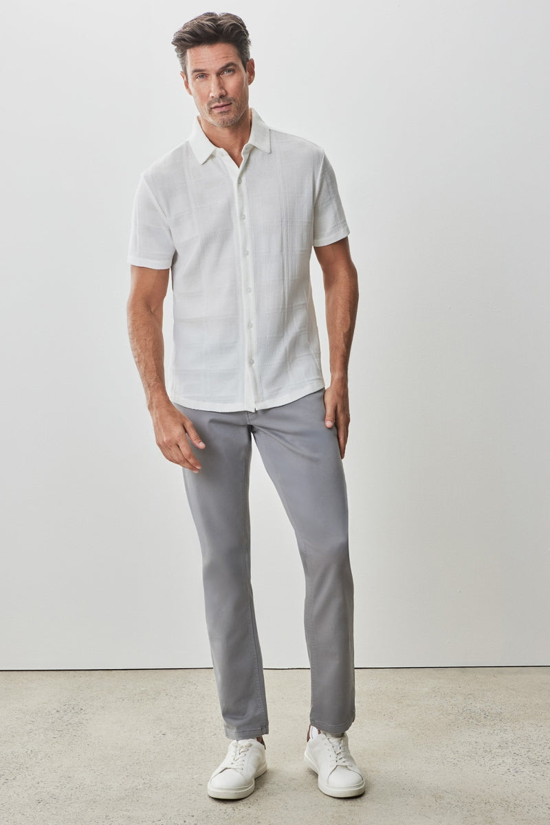 Wholesale,Robert Barakett, Robert Barakett White Textured Tonal Windowpane Knit Shirt, White, Extra Extra Large-50-TagXXL