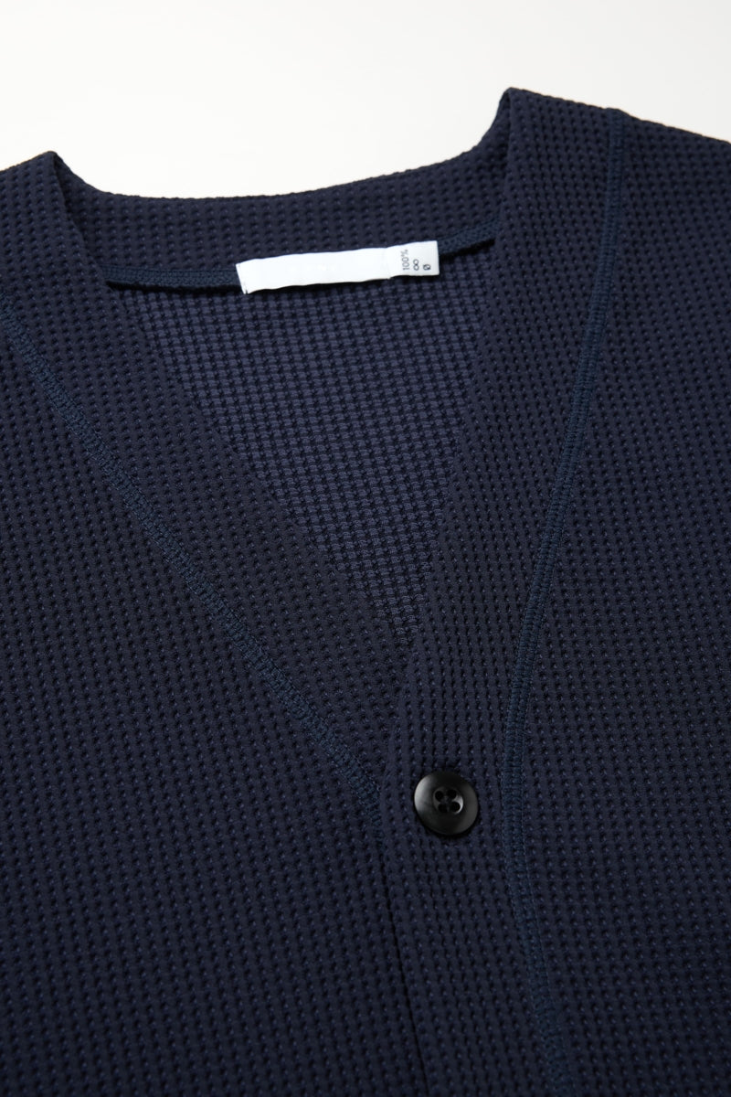 Direct From Brand,FYNE, FYNE Navy Knit Waffle Weave Cardigan, Blue, Medium-44-TagM