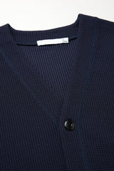 FYNE Navy Knit Waffle Weave Cardigan