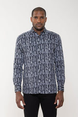 Luchiano Visconti Black City Scape Printed Shirt