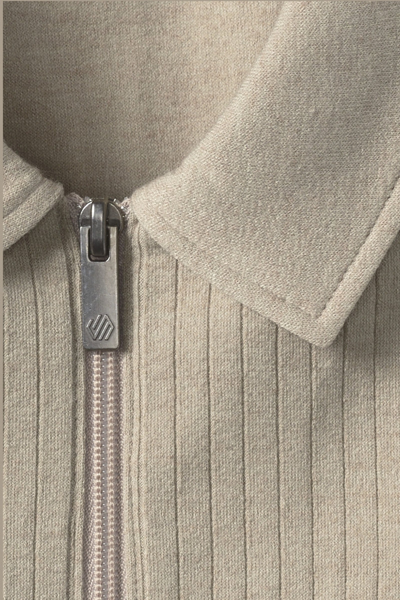 Wholesale,Johnston & Murphy, Johnston & Murphy Stone Ribbed Qtr Zip Polo, Tan, Medium-44-TagM