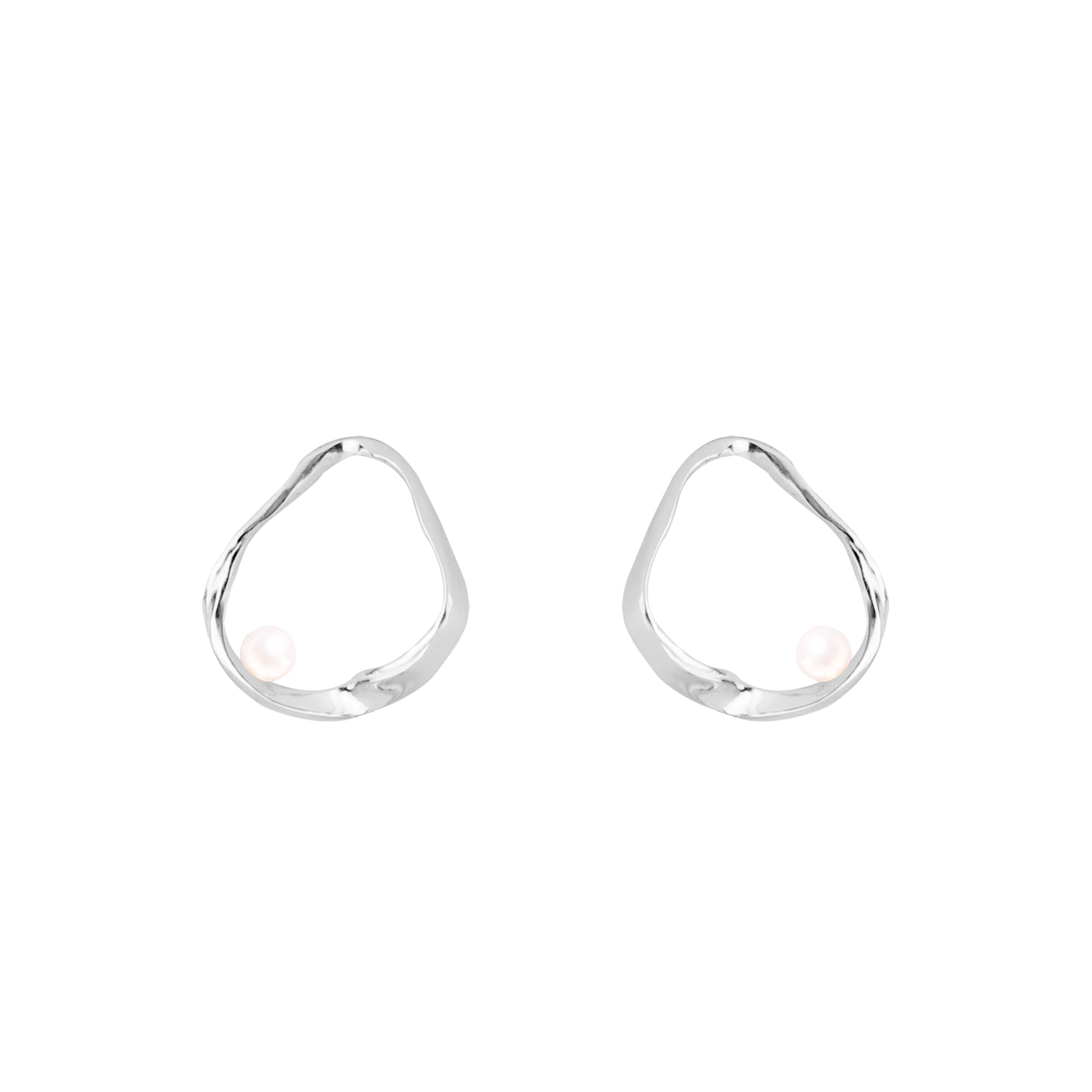 Olivia Yao, Olivia Yao Pearl Silver Ripple Earring, , 