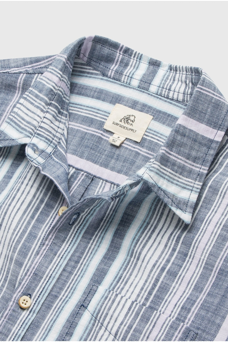 Wholesale,Surfside Supply, Surfside Supply Navy Combo Vertical Stripe Slub Shirt, Blue, Small-40-TagS
