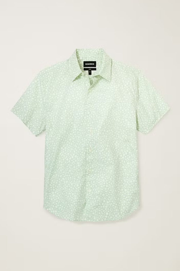 Wholesale,Bonobos, Bonobos Green Floral Print Stretch Short Sleeve Shirt, Green, Small-39-TagSMedium-42-TagMLarge-46-TagLExtra Large-49-TagXLExtra Extra Large-52-TagXXL